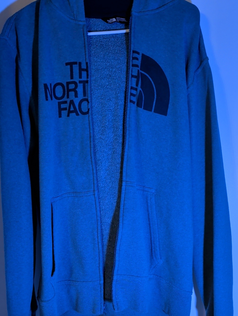 The North Face Blue Zip-Up Hoodie with Black Logo